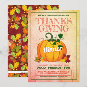 Festive Thanksgiving Dinner Party-uitnodigingen Kaart