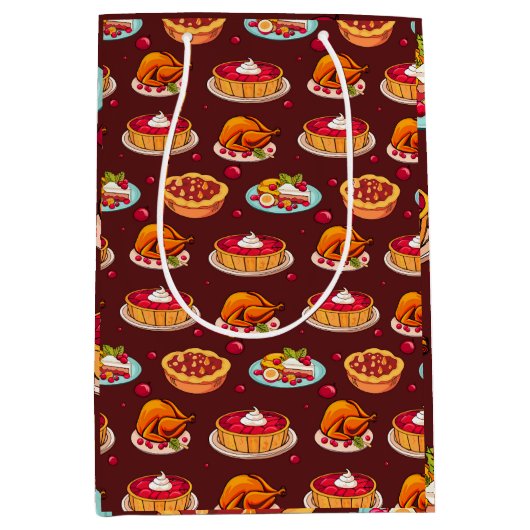 Festive Thanksgiving Feast Pattern Medium Cadeauzakje (Voorkant)