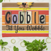 Festive Thanksgiving Gobble Til you Wobble Turkey Theedoek (Gevouwen)