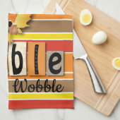 Festive Thanksgiving Gobble Til you Wobble Turkey Theedoek (Quarter Fold)