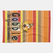 Festive Thanksgiving Gobble Til you Wobble Turkey Theedoek (Horizontaal)