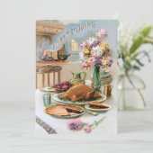 Festive  Thanksgiving Turkey Dinner Feestdagenkaart (Staand voorkant)