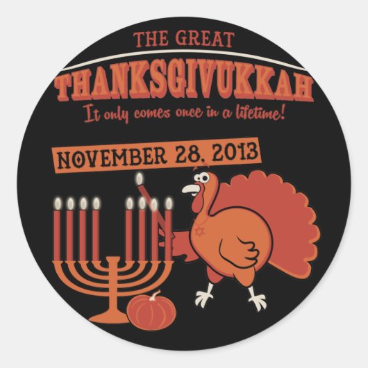 Festive Thanksgivukkah Ronde Sticker (Voorkant)