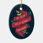 Festive Tidings | Foto van Rustic Holiday Keramisch Ornament (Voorkant)