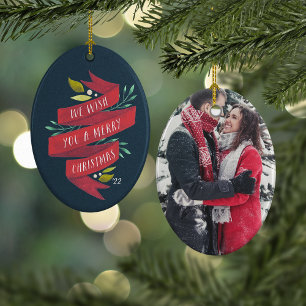 Festive Tidings Foto van Rustic Holiday Keramisch Ornament
