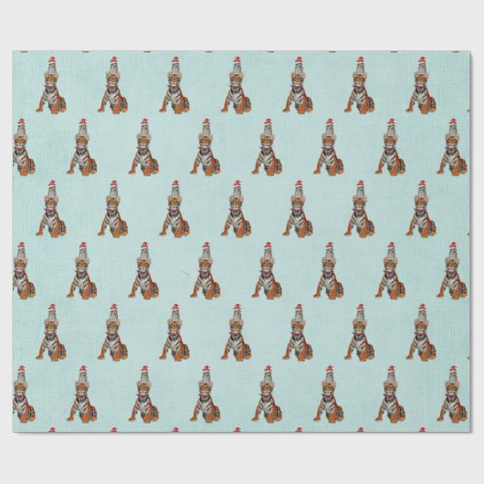 FESTIVE TIGER & OWL Wrapping Paper Cadeaupapier (Vlak)