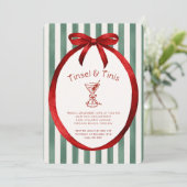 Festive Tinis and Tinsel Martini Christmas Party  Kaart (Staand voorkant)