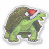 Festive Tortoise in een Santa Hat Sticker (Voorkant)