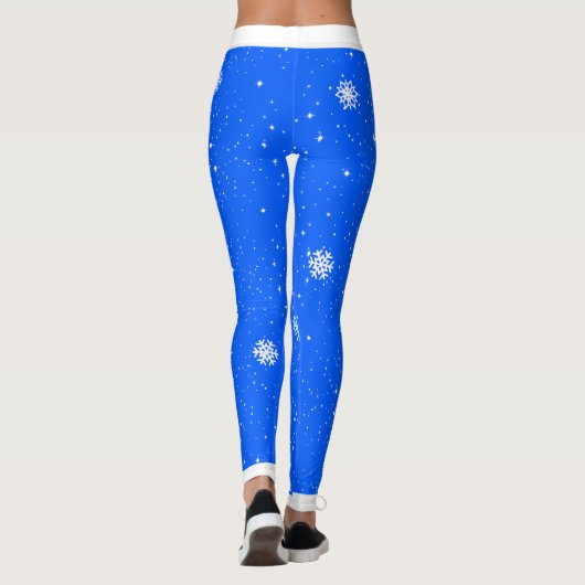 Festive Traditional Snowflakes on BRIGHT BLUE Leggings (Achterkant)