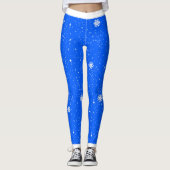 Festive Traditional Snowflakes on BRIGHT BLUE Leggings (Voorkant)