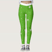 Festive Traditional Snowflakes on LIGHT GREEN Leggings (Voorkant)
