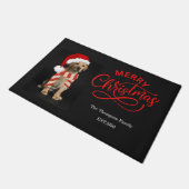Festive Traditionele kerstzwarte heuvellabrador Deurmat (Schuin)