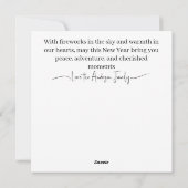 Festive Train Station with Fireworks and New Year  Feestdagenkaart (Achterkant)