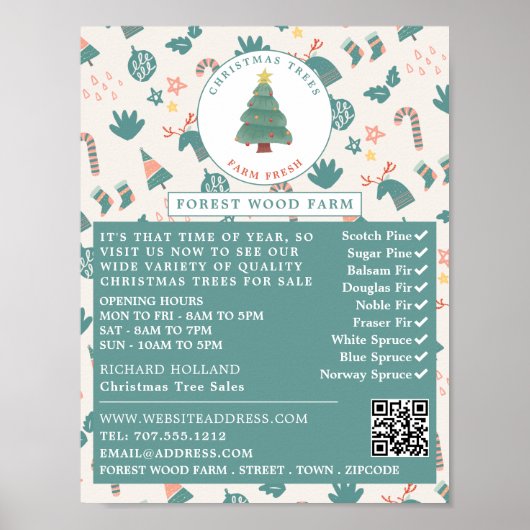 Festive Tree & Background, kerstboomverkoop Poster (Voorkant)