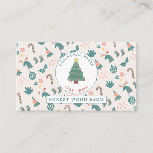 Festive Tree & Background, kerstboomverkoop Visitekaartje (Voorkant)