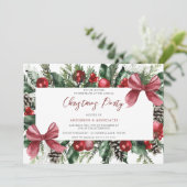 Festive Tree Balls & Bow Wreater kerstparty Kaart (Staand voorkant)