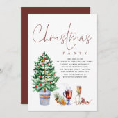 Festive Tree Drinken Script-kerstfeest Kaart (Voorkant / Achterkant)