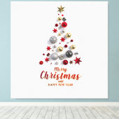 “Festive Tree in Snow” Canvas Afdruk (Insitu (Houten vloer))