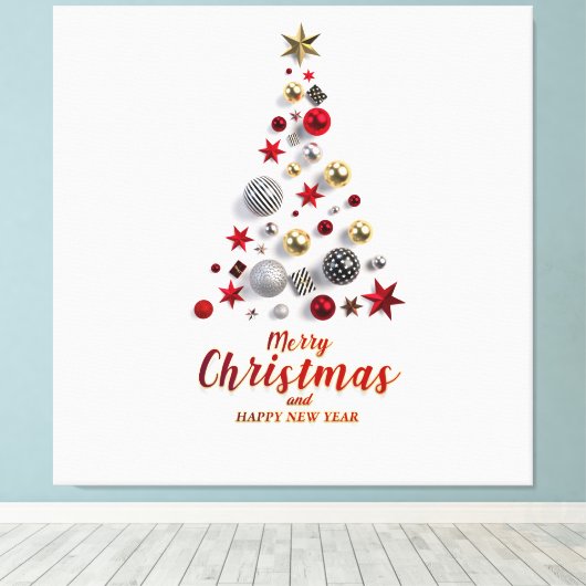 “Festive Tree in Snow”  Canvas Afdruk (Insitu (Houten vloer))