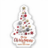 “Festive Tree in Snow” Sticker (Voorkant)