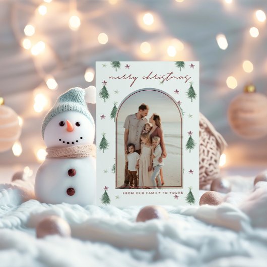 Festive Trees & Stars Merry-kerstkaart in goud Kaart