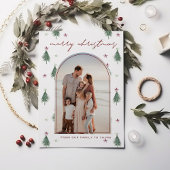 Festive Trees & Stars Merry-kerstkaart in goud Kaart