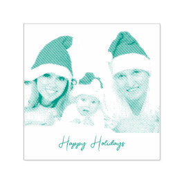 Festive Trendy Happy Holiday Foto Zelfinktende Stempel