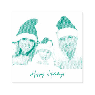 Festive Trendy Happy Holiday Foto Zelfinktende Stempel