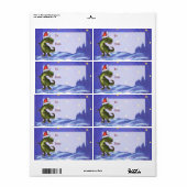 Festive Trex in Santa Hat-kerstcadeaulabels Etiket (Full Sheet)