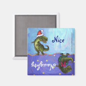 Festive TRex Naughty Nice Dishwasher Magnet (Voorkant / Achterkant)
