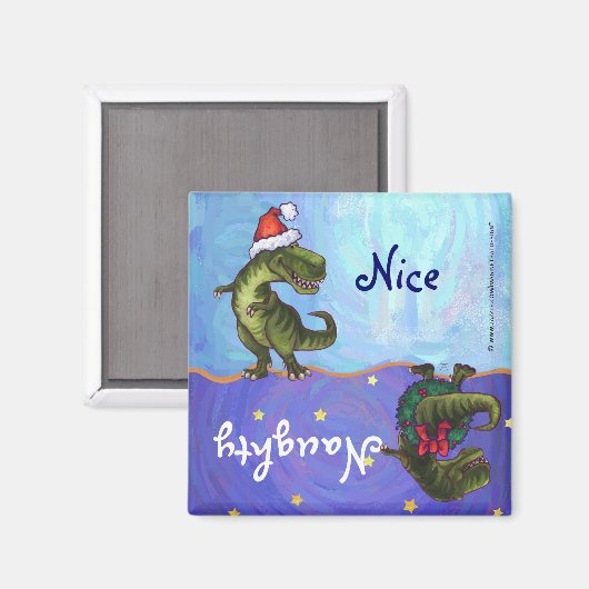 Festive TRex Naughty Nice Dishwasher Magnet (Voorkant / Achterkant)