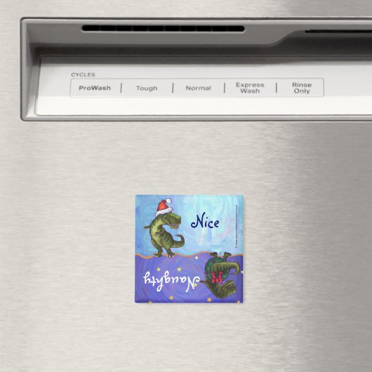 Festive TRex Naughty Nice Dishwasher Magnet (Insitu (Vaatwasser))