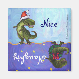 Festive TRex Naughty Nice Dishwasher Magnet