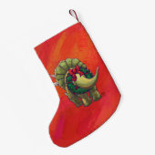 Festive Triceratops Grote Kerstmis Kleine Kerstsok (Achterkant (Hangend))