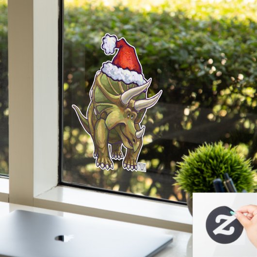 Festive Triceratops kerstvensterkoeling Raamsticker (Kantoor)