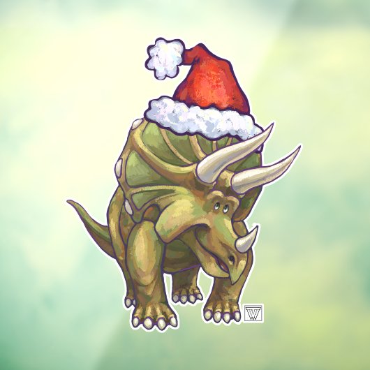 Festive Triceratops kerstvensterkoeling Raamsticker (Vel 3)