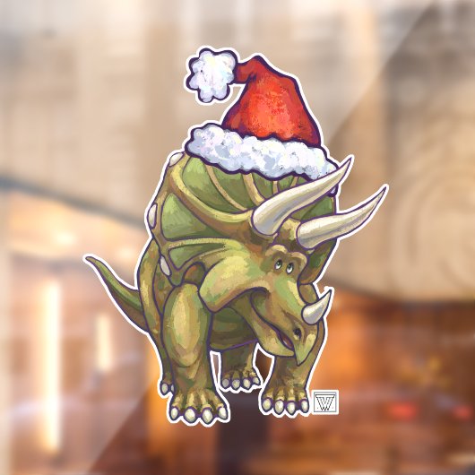 Festive Triceratops kerstvensterkoeling Raamsticker (Vel 2)
