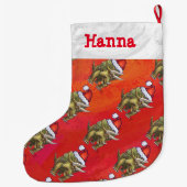 Festive Triceratops Pattern Kerstmis Grote Kerstsok (Achterkant)