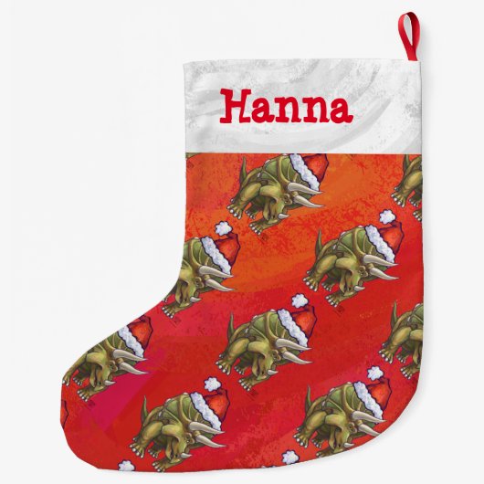 Festive Triceratops Pattern Kerstmis Grote Kerstsok (Achterkant)