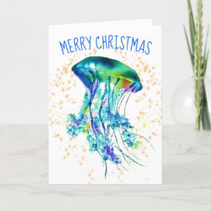 Festive Tropical Jellyfish kerst Feestdagen Kaart