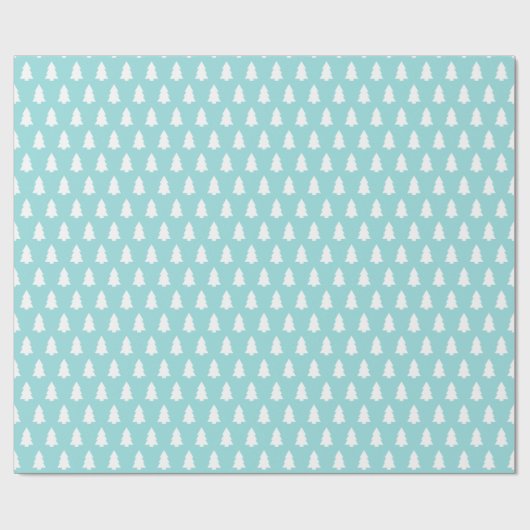 Festive Turquoise White Kerstmis Tree Pattern Cadeaupapier (Vlak)