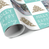 Festive Typography Kerstboom Foto Cadeaupapier (Rol Hoek)