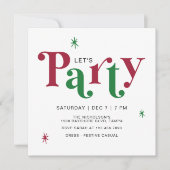 Festive Typography Let's Party Fun Holiday Kaart (Voorkant)