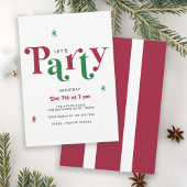 Festive Typography Let's Party Whimsical Holiday Kaart