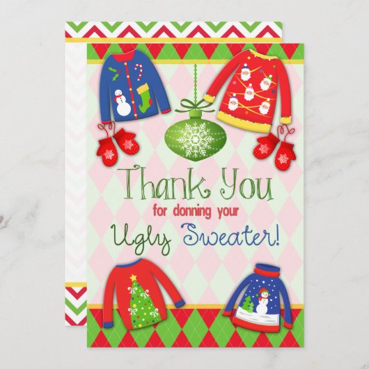 Festive Ugly kerstSweater Party Bedankt (Voorkant / Achterkant)