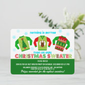 Festive Ugly kerstSweater Party Invitation Kaart (Staand voorkant)