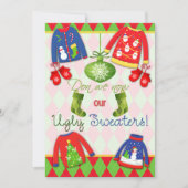 Festive Ugly kerstSweater Party Invitation Kaart (Voorkant)