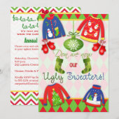 Festive Ugly kerstSweater Party Invitation Kaart (Voorkant / Achterkant)