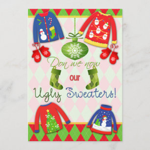 Festive Ugly kerstSweater Party Invitation Kaart