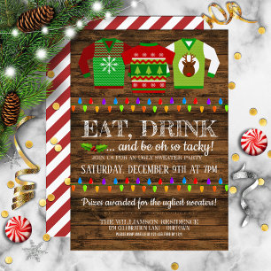 Festive Ugly kerstSweater Party Invitation Kaart